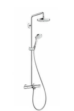 Hansgrohe Croma Select S - Grifo De Bañera Termostático Showerpipe 180 Con Accesorios, 2 Chorros, Blanco/cromo 27351400