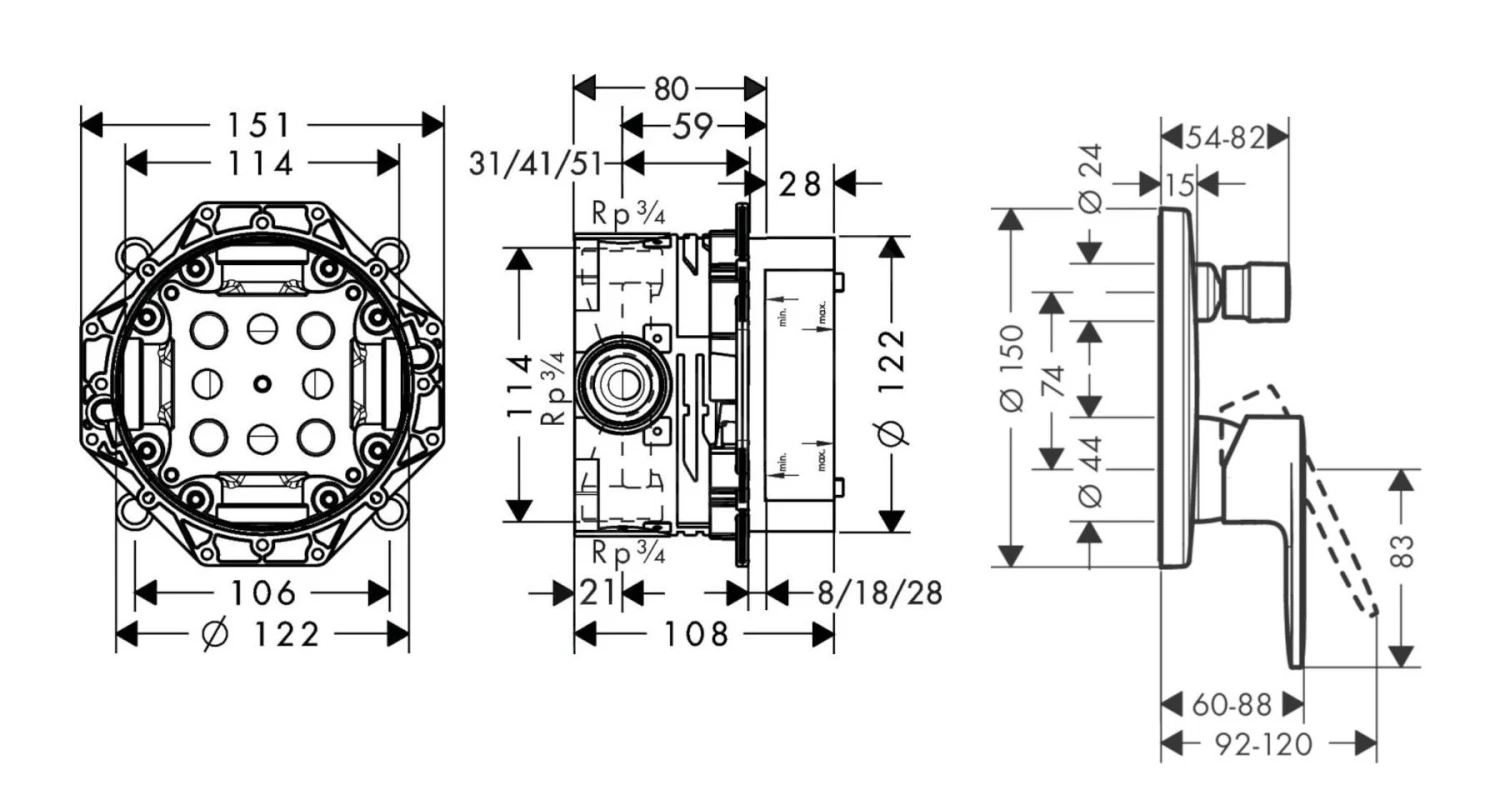 Hansgrohe Vernis Blend - Conjunto De Ducha 200 Con Grifo Empotrado, Negro 27911670 4 Hansgrohe Vernis Blend - Conjunto De Ducha 200 Con Grifo Empotrado, Negro 27911670 - Imagen 2