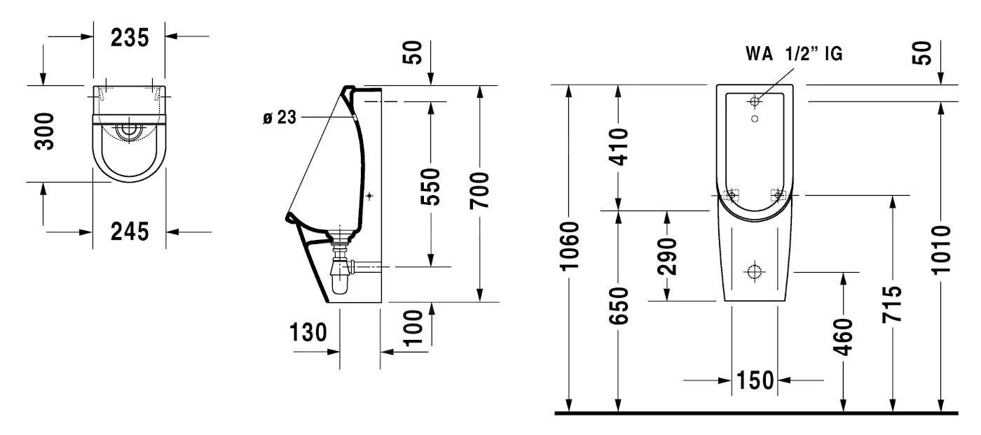 Duravit Starck 3 - Urinario, Entrada De Agua Posterior, Rimless, Blanco Alpino 0827250000 4 Duravit Starck 3 - Urinario, Entrada De Agua Posterior, Rimless, Blanco Alpino 0827250000 - Imagen 2