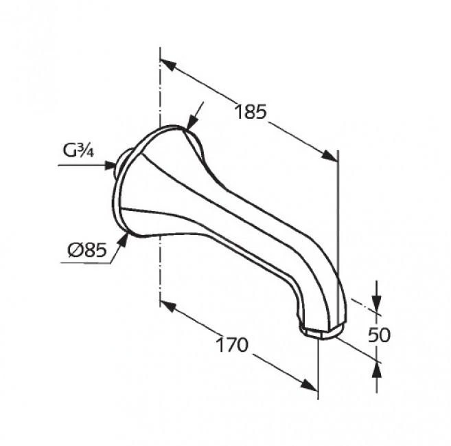 Kludi Adlon - Caño De Bañera, Cromo 5140705 4 Kludi Adlon - Caño De Bañera, Cromo 5140705 - Imagen 2