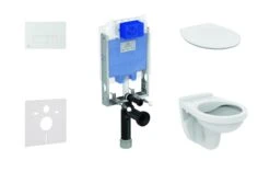 Ideal Standard ProSys - Conjunto De Módulo De Instalación Empotrado, Inodoro Y Asiento Alpha, Pulsador Oleas M2, SoftClose, Cromo Mate ProSys80M SP110