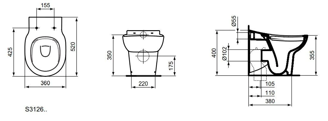 Ideal Standard Contour 21 - Inodoro De Pie Para Niños, Rimless, Blanco S312601 4 Ideal Standard Contour 21 - Inodoro De Pie Para Niños, Rimless, Blanco S312601 - Imagen 2