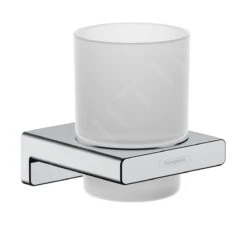 Hansgrohe AddStoris - Vaso Para Cepillos De Dientes Con Soporte, Cristal Mate/cromo 41749000