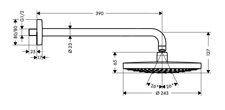 Hansgrohe Raindance Select S - Rociador De Ducha 240, 2 Chorros, EcoSmart 9 L/min, Brazo De Ducha 390 Mm, Cromo 26470000 4 Hansgrohe Raindance Select S - Rociador De Ducha 240, 2 Chorros, EcoSmart 9 L/min, Brazo De Ducha 390 Mm, Cromo 26470000 - Imagen 2
