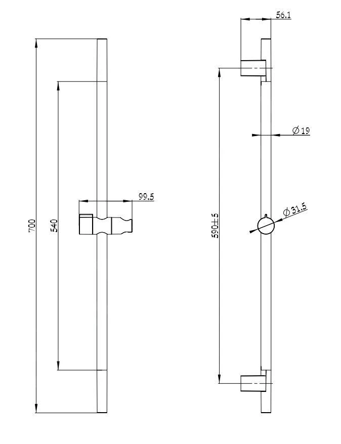 Kielle Accesorios - Barra De Ducha 700 Mm, Acero Inoxidable 20301000 4 Kielle Accesorios - Barra De Ducha 700 Mm, Acero Inoxidable 20301000 - Imagen 2