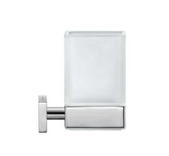Duravit Karree - Vaso Para Cepillo Y Pasta De Dientes Con Soporte, Cromo/vidrio Opalino 0099511000