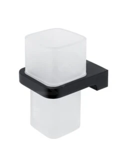 Nimco Maya - Vaso Para Cepillos De Dientes Con Soporte, Cristal Mate/negro MAC 29058H-90