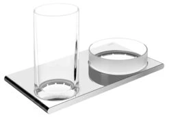Keuco Edition 400 - Vaso Para Cepillos De Dientes Y Bandeja Con Soporte, Cristal/cromo 11554019000