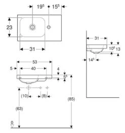 Geberit ICon - Lavamanos 530x310x130 Mm, Sin Rebosadero, Orificio Para Grifo A La Derecha, KeraTect, Blanco 501.832.00.2 -Baño Suministros Tienda 415f9f5621ce5e0566d2dfed