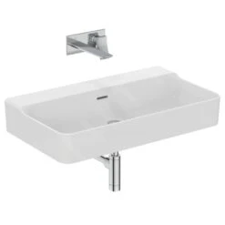 Ideal Standard Conca Ceram - Lavabo 800x450 Mm, Con Rebosadero, Sin Orificio Para Grifo, Blanco T379401 -Baño Suministros Tienda 46287c34df5e9aa5fd1bf455