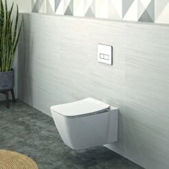 Ideal Standard ProSys - Conjunto De Módulo De Instalación Empotrado, Inodoro Y Asiento Strada II, Pulsador Oleas M2, Aquablade, SoftClose, Blanco ProSys120M SP25 -Baño Suministros Tienda 4aa8cea59a948721fff3158c
