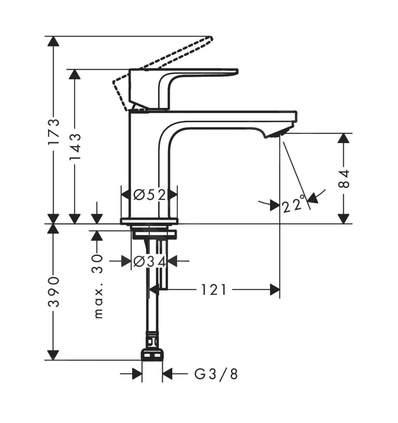 Hansgrohe Rebris E - Grifo De Lavabo, Cromo 72506000 4 Hansgrohe Rebris E - Grifo De Lavabo, Cromo 72506000 - Imagen 2