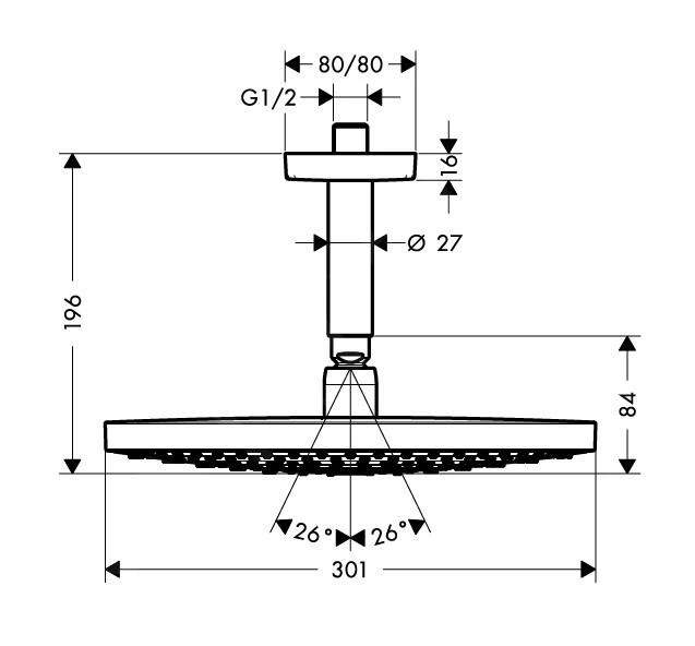 Hansgrohe Raindance Select S - Rociador De Ducha 300, 2 Chorros, Brazo De Ducha 100 Mm, Blanco/cromo 27337400 4 Hansgrohe Raindance Select S - Rociador De Ducha 300, 2 Chorros, Brazo De Ducha 100 Mm, Blanco/cromo 27337400 - Imagen 2