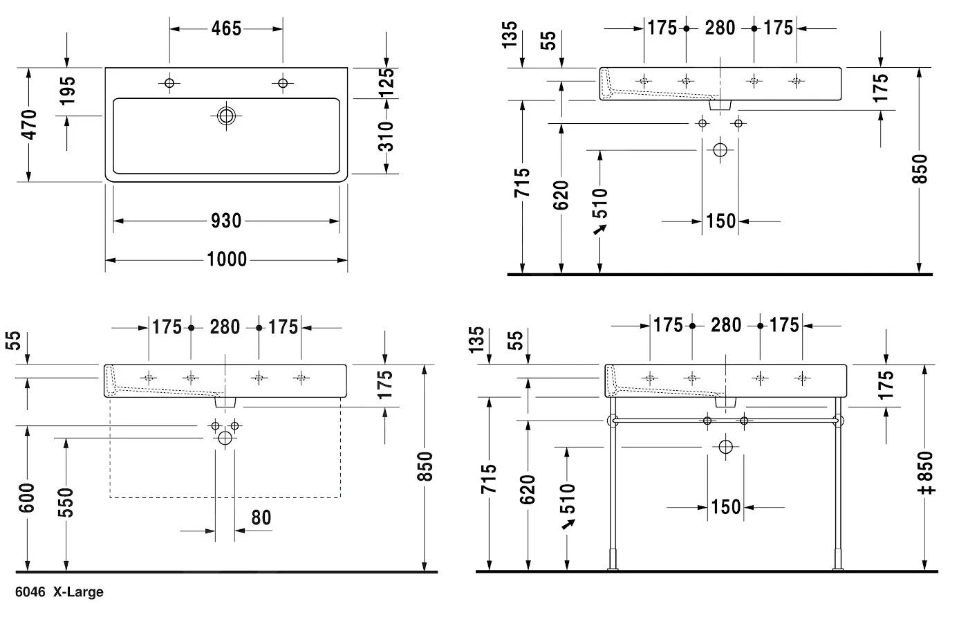 Duravit Vero - Lavabo Doble 1000x470 Mm, Con 2 Orificios Para Grifería, Blanco Alpino 0454100024 4 Duravit Vero - Lavabo Doble 1000x470 Mm, Con 2 Orificios Para Grifería, Blanco Alpino 0454100024 - Imagen 2