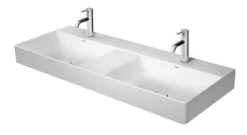 Duravit DuraSquare - Lavabo Doble De Mueble 1200x470 Mm, Con 2 Orificios Para Grifería, DuraCeram, Con WonderGliss, Blanco Alpino 23531200711
