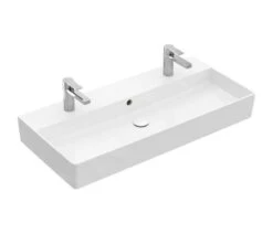 Villeroy & Boch Memento 2.0 - Lavabo Doble 1000x470 Mm, Con Rebosadero, 2 Orificios Para El Grifo, Blanco Alpino 4A22A401