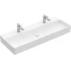 Villeroy & Boch Memento 2.0 - Lavabo De Mueble Doble 1200x470 Mm, Sin Rebosadero, 2 Orificios Para El Grifo, CeramicPlus, Blanco Alpino 4A22CGR1