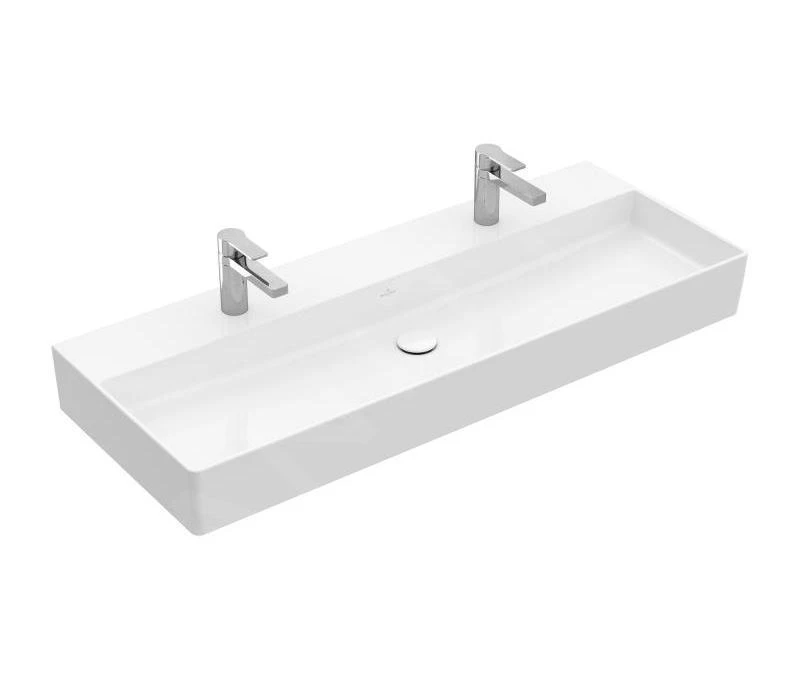 Villeroy & Boch Memento 2.0 - Lavabo De Mueble Doble 1200x470 Mm, Sin Rebosadero, 2 Orificios Para El Grifo, CeramicPlus, Blanco Alpino 4A22CGR1 3 Villeroy & Boch Memento 2.0 - Lavabo De Mueble Doble 1200x470 Mm, Sin Rebosadero, 2 Orificios Para El Grifo, CeramicPlus, Blanco Alpino 4A22CGR1