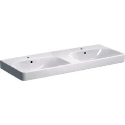 Geberit Smyle Square - Lavabo Doble 1200x480 Mm, Con Rebosadero, 2 Orificios Para Grifo, Blanco 500.223.01.1