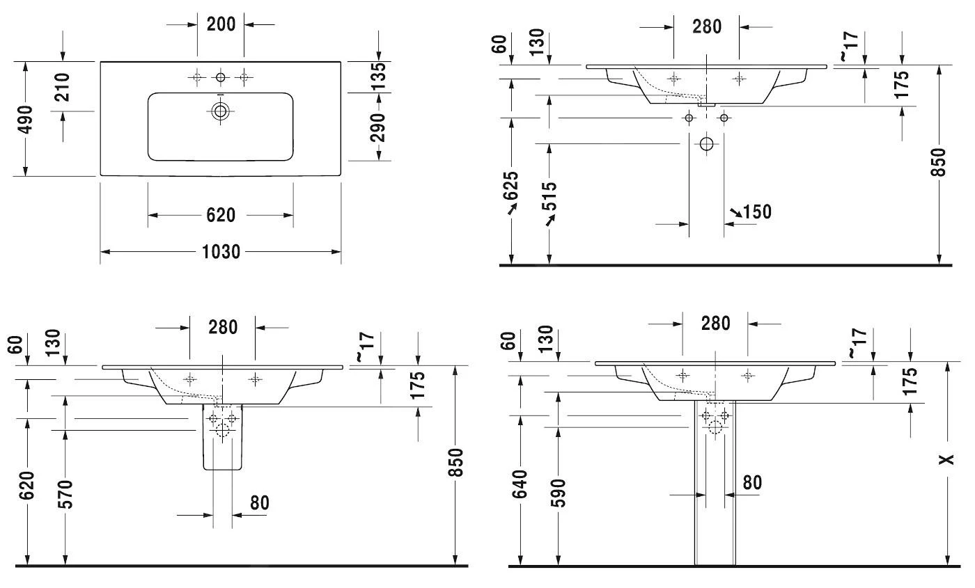 Duravit ME By Starck - Lavabo De Mueble 1030x490 Mm, Sin Orificio Para Grifería, Blanco Alpino 2336100060 4 Duravit ME By Starck - Lavabo De Mueble 1030x490 Mm, Sin Orificio Para Grifería, Blanco Alpino 2336100060 - Imagen 2