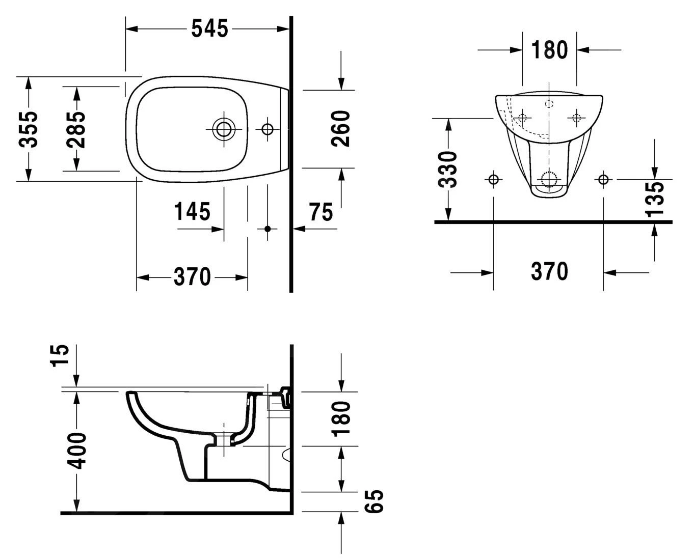 Duravit D-Code - Bidé Suspendido, Blanco Alpino 22571500002 4 Duravit D-Code - Bidé Suspendido, Blanco Alpino 22571500002 - Imagen 2