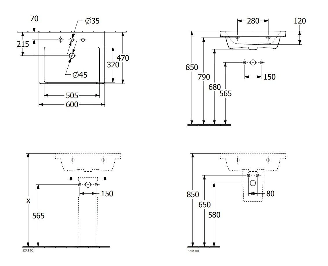 Villeroy & Boch Subway 3.0 - Lavabo 600x470 Mm, Con Rebosadero, Orificio Para Grifería, Blanco Alpino 4A706001 4 Villeroy & Boch Subway 3.0 - Lavabo 600x470 Mm, Con Rebosadero, Orificio Para Grifería, Blanco Alpino 4A706001 - Imagen 2