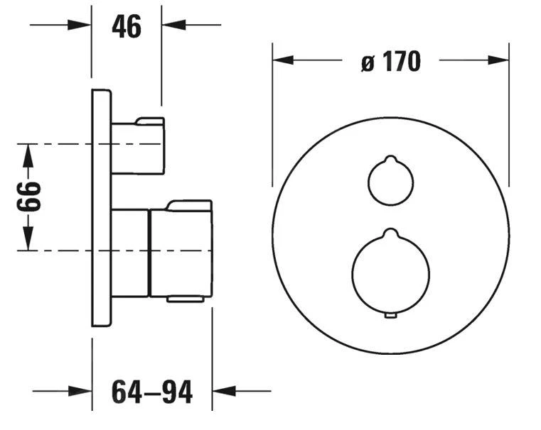 Duravit C.1 - Grifo Termostático Empotrado Para Bañera, Para 2 Dispositivos, Negro Mate C15200014046 4 Duravit C.1 - Grifo Termostático Empotrado Para Bañera, Para 2 Dispositivos, Negro Mate C15200014046 - Imagen 2