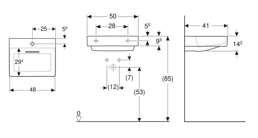 Geberit ONE - Lavabo Sobre Encimera 50x41x14 Cm, Rebosadero Oculto, Orificio Para Grifo, Desagüe Horizontal, Blanco Mate 505.026.00.1 4 Geberit ONE - Lavabo Sobre Encimera 50x41x14 Cm, Rebosadero Oculto, Orificio Para Grifo, Desagüe Horizontal, Blanco Mate 505.026.00.1 - Imagen 2