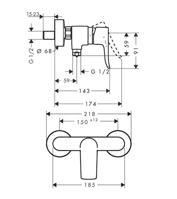 Hansgrohe Metris New - Grifo Monomando De Ducha, Cromo 31680000 4 Hansgrohe Metris New - Grifo Monomando De Ducha, Cromo 31680000 - Imagen 2