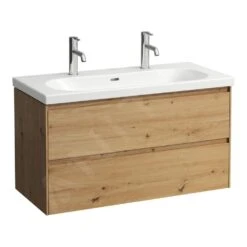 Laufen Lua - Lavabo Doble De Mueble 46x100 Cm, Con Rebosadero, 2 Orificios Para Grifo, Blanco H8100890001071 -Baño Suministros Tienda b07dbfa86949f53a35c432ed