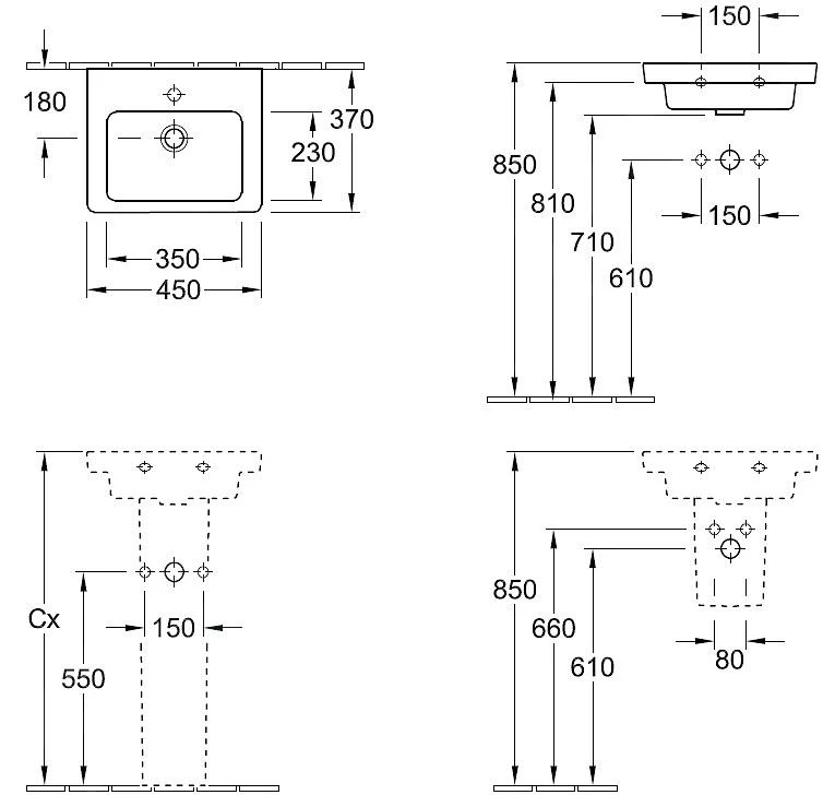 Villeroy & Boch Subway 2.0 - Lavamanos Con Rebosadero, 450x370 Mm, Blanco Alpino 73154501 4 Villeroy & Boch Subway 2.0 - Lavamanos Con Rebosadero, 450x370 Mm, Blanco Alpino 73154501 - Imagen 2
