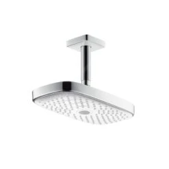 Hansgrohe Raindance Select E - Rociador De Ducha 300 2jet Con Conexión De Techo 100 Mm, EcoSmart, Blanco/cromo 26608400