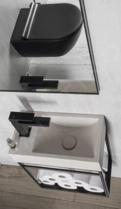 Sapho Small - Lavamanos Crest, 400x220 Mm, Con 1 Orificio Para Grifo A La Izquierda, Nanofibras, Arenisca Blanca AR410 -Baño Suministros Tienda c6d7646b09d558f962fa71b4