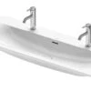 Duravit Viu - Lavabo Doble 1230x490 Mm, Con 2 Orificios Para Grifería, Con WonderGliss, Blanco Alpino 23441200241