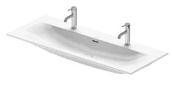 Duravit Viu - Lavabo Doble 1230x490 Mm, Con 2 Orificios Para Grifería, Con WonderGliss, Blanco Alpino 23441200241