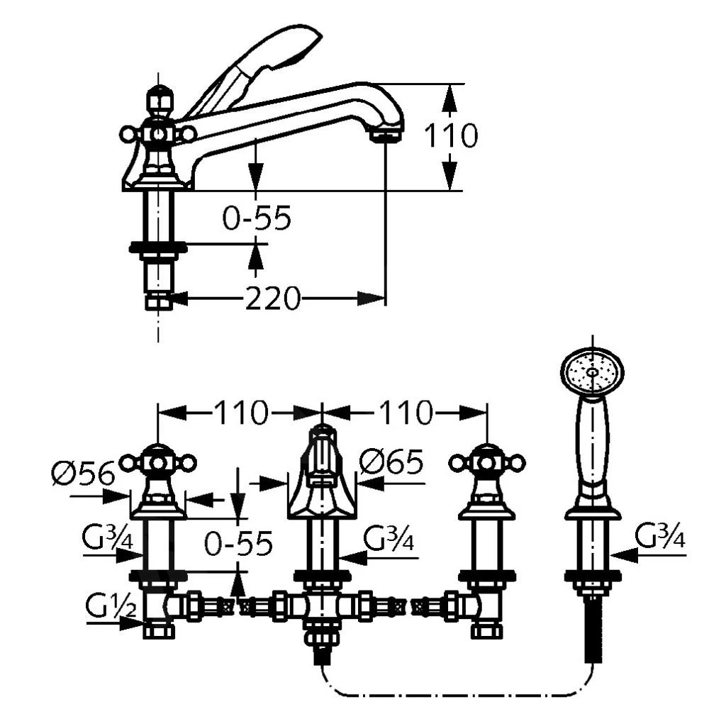Kludi Adlon - Grifo De Bañera De 4 Orificios, Latón 515254520 4 Kludi Adlon - Grifo De Bañera De 4 Orificios, Latón 515254520 - Imagen 2