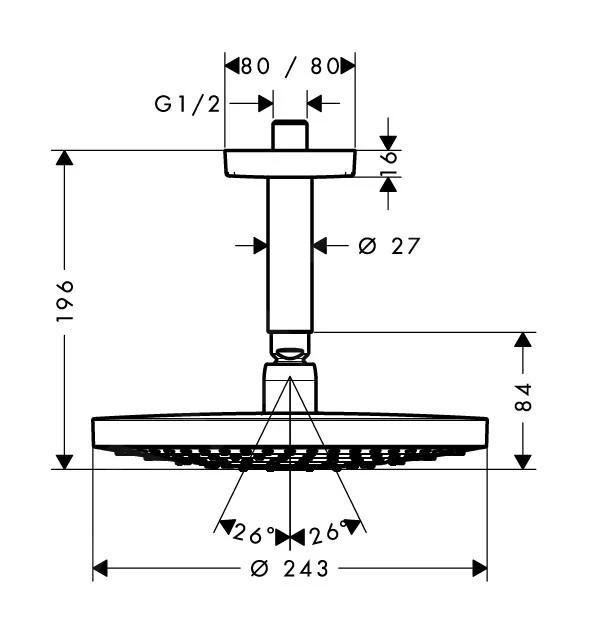 Hansgrohe Raindance Select S - Rociador De Ducha 240, 2 Chorros, Brazo De Ducha 100 Mm, Cromo 26467000 4 Hansgrohe Raindance Select S - Rociador De Ducha 240, 2 Chorros, Brazo De Ducha 100 Mm, Cromo 26467000 - Imagen 2