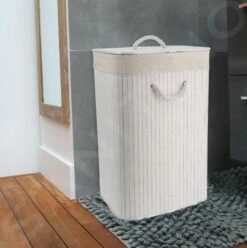 Compactor Free - Cesta De Ropa Sucia 450x350x600 Mm, Bambú/blanco RAN9108 -Baño Suministros Tienda da531111b87d0d795cf20647