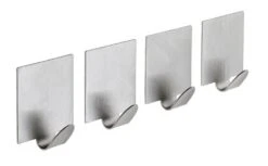 Sapho Accesorios - Gancho Autoadhesivo, 4 Piezas, Acero Inoxidable Cepillado 33209