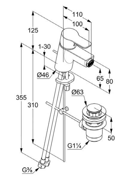 Kludi Pure&Easy - Grifo De Bidé Con Desagüe, Cromo/blanco 375339165 4 Kludi Pure&Easy - Grifo De Bidé Con Desagüe, Cromo/blanco 375339165 - Imagen 2