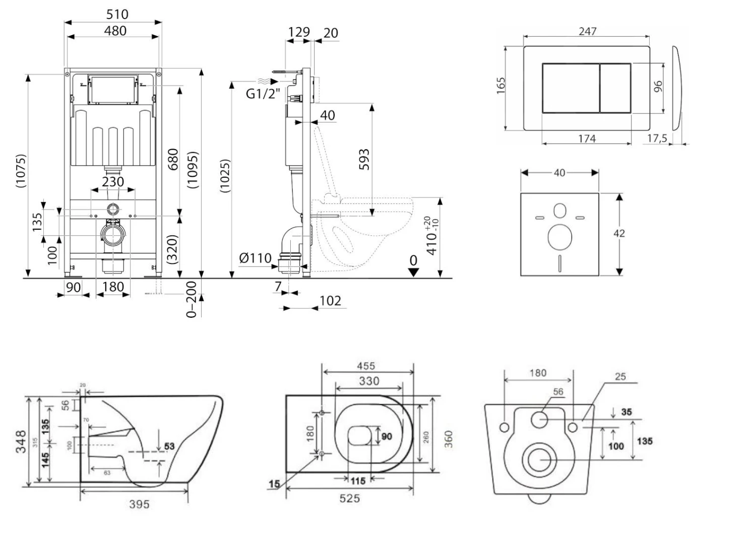 Kielle Genesis - Conjunto De Módulo De Instalación Empotrado, Inodoro Gaia, Asiento Softclose Y Pulsador De Descarga Gemini III, Negro Mate 30505SS12 4 Kielle Genesis - Conjunto De Módulo De Instalación Empotrado, Inodoro Gaia, Asiento Softclose Y Pulsador De Descarga Gemini III, Negro Mate 30505SS12 - Imagen 2