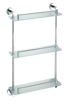 Sapho X-Round - Estante Triple Con Barrera, Cromo/vidrio Opalino XR608