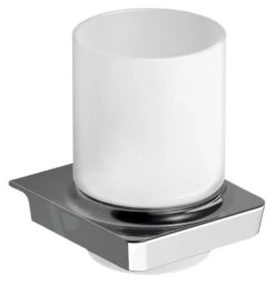 Sapho Zen - Vaso Con Soporte Para Cepillos De Dientes, Vidrio Opalino/cromo 160990