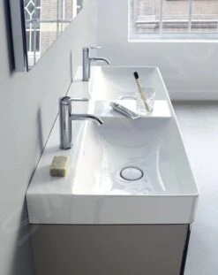 Duravit DuraSquare - Lavabo Doble De Mueble 1200x470 Mm, Con 2 Orificios Para Grifería, DuraCeram, Con WonderGliss, Blanco Alpino 23531200711 -Baño Suministros Tienda ed843976e1d6ec670d14696c