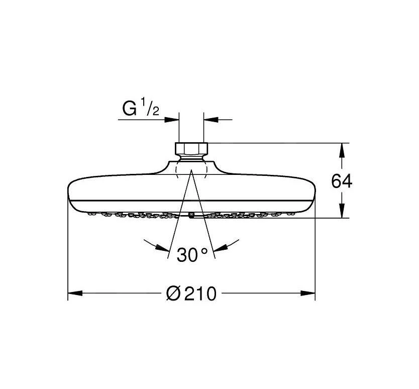 Grohe Vitalio Start - Rociador De Ducha, Diámetro 210 Mm, 1 Chorro, Cromo 26415000 4 Grohe Vitalio Start - Rociador De Ducha, Diámetro 210 Mm, 1 Chorro, Cromo 26415000 - Imagen 2