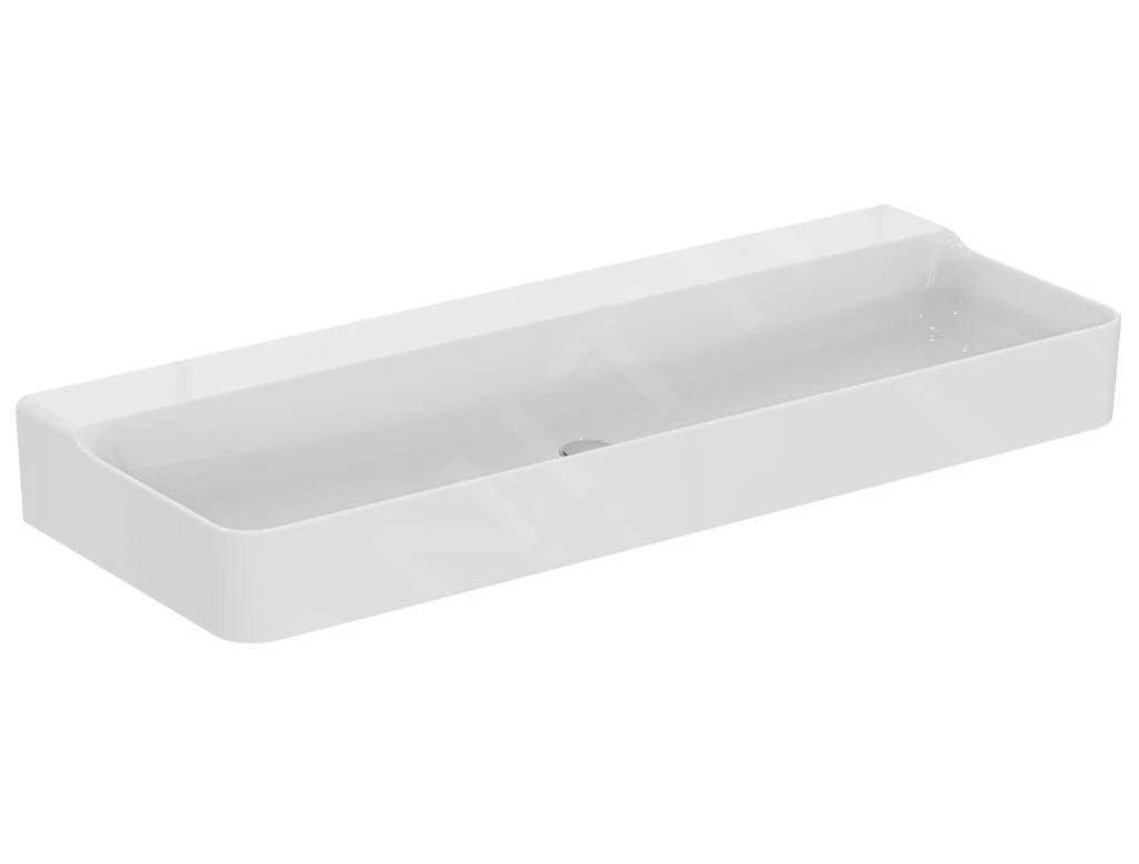 Ideal Standard Conca Ceram - Lavabo Doble Sobre Encimera 1200x450 Mm, Sin Rebosadero, Sin Orificio Para Grifo, Blanco T384501 3 Ideal Standard Conca Ceram - Lavabo Doble Sobre Encimera 1200x450 Mm, Sin Rebosadero, Sin Orificio Para Grifo, Blanco T384501