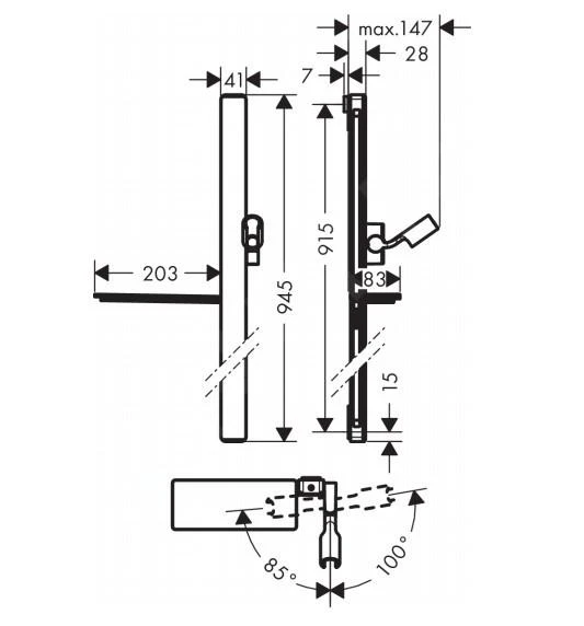 Hansgrohe Unica'E - Barra De Ducha 900 Mm, Con Manguera De Ducha, Cromo 27640000 4 Hansgrohe Unica'E - Barra De Ducha 900 Mm, Con Manguera De Ducha, Cromo 27640000 - Imagen 2